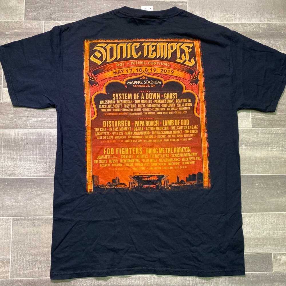 Sonic Temple Disturbed Shirt Men Med Skull Foo Fighters Ghost Metal Bands Mapfre - Picture 6 of 11